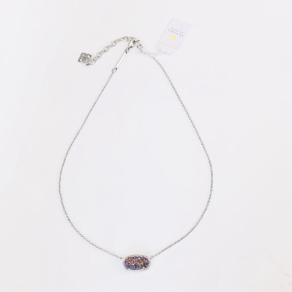 Kendra Scott Gold or Silver Elisa Multi Color Drusy Quartz Necklace - Picture 11 of 11